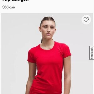 lululemon Red Swiftly-Tech Shirt